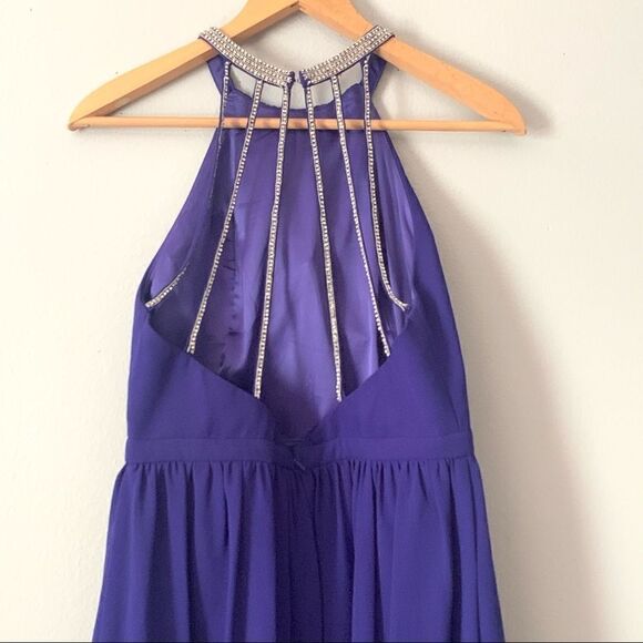 Minuet Halter Sheer Rhinestone Mini Dress - Picture 4 of 7